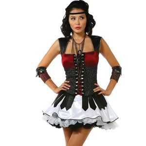 Medieval Warrior Costume Chain Mail Dress Headband Arm Band